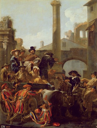 Karnevalszeit in Rom, 1653 von Jan van Bike Miel